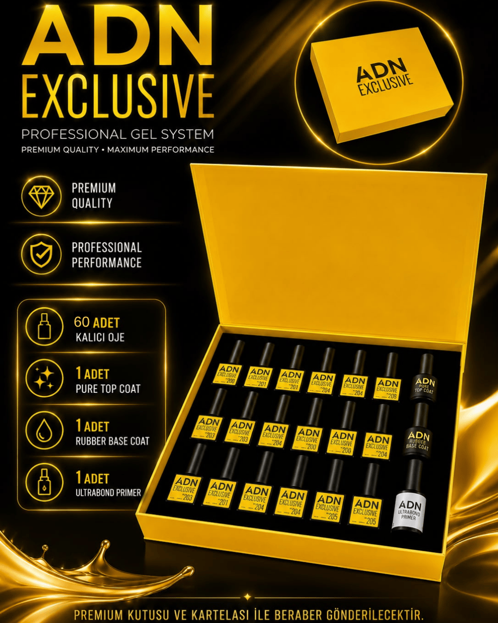 ADN EXCLUSİVE YENİ SERİ 63'LÜ OJE SETİ (BASE COAT-TOP COAT-PRİMER)
