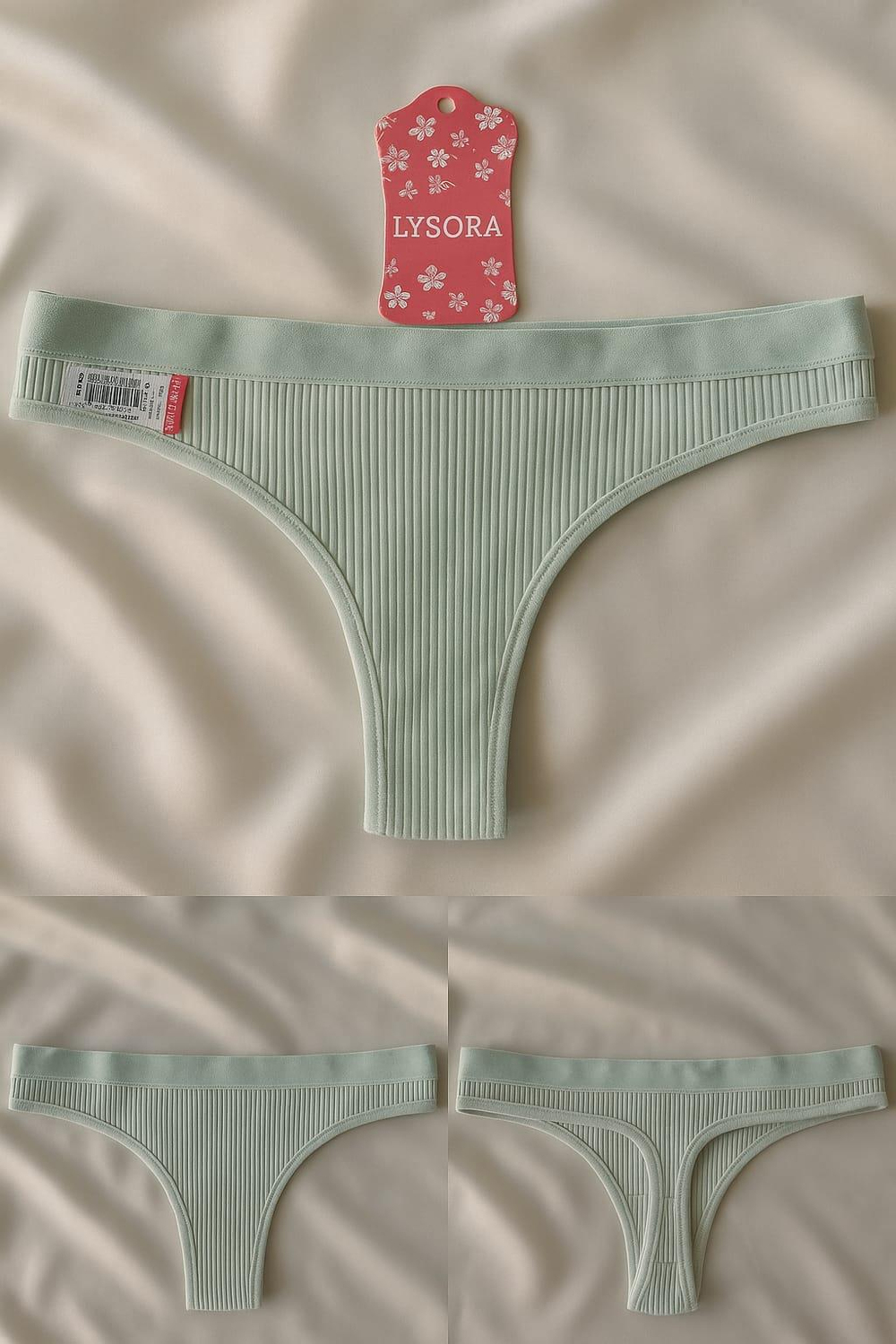 Mint Yeşili Çizgili Tanga Bikini