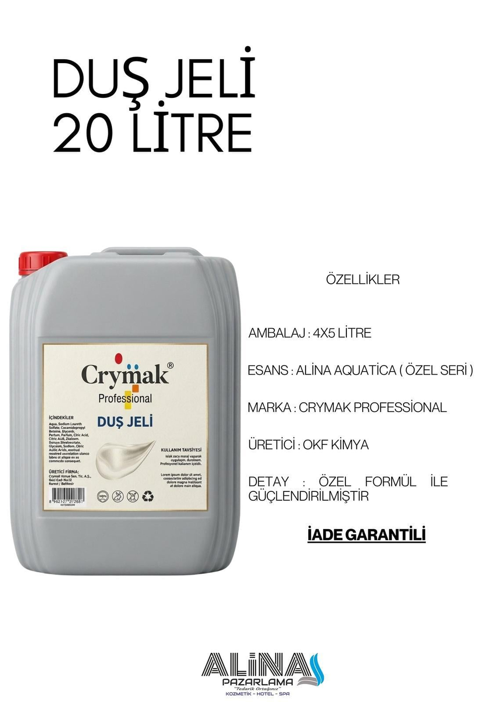 20 LT DUŞ JELİ ALN155 ( 4 x 5 LT )