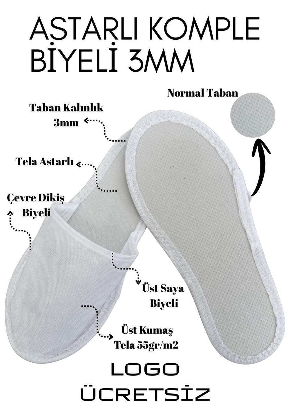 Astarlı 3mm Komple Biyeli Tek Kullanımlık Terlik T007