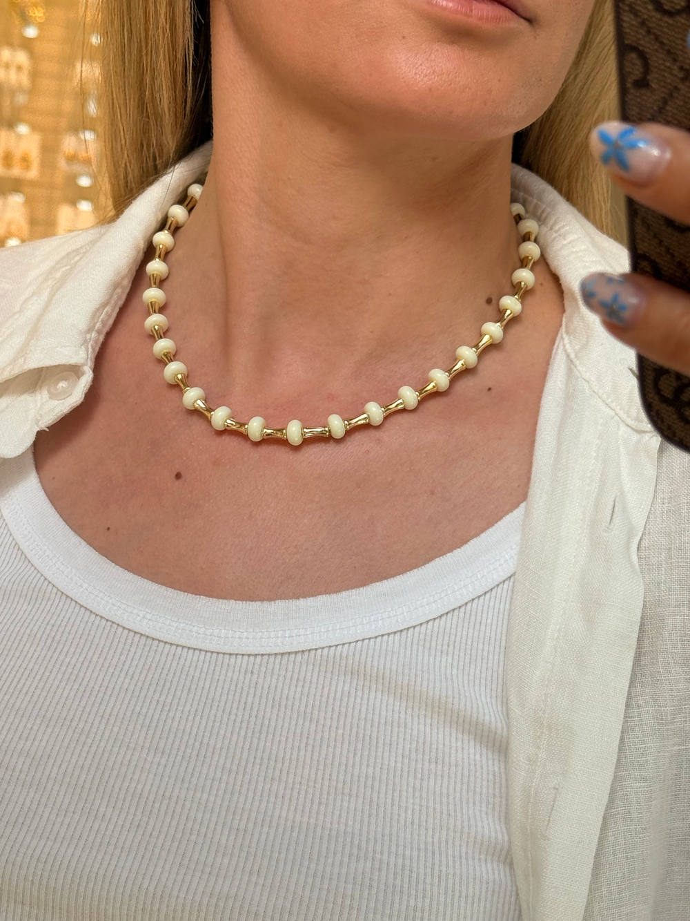 Gold Detaylı Kemik Model Kolye