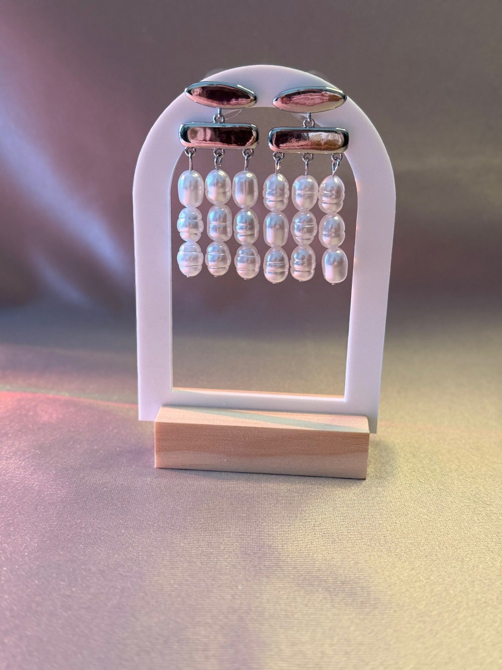 Özel Seri Silver Detaylı İncili Küpe