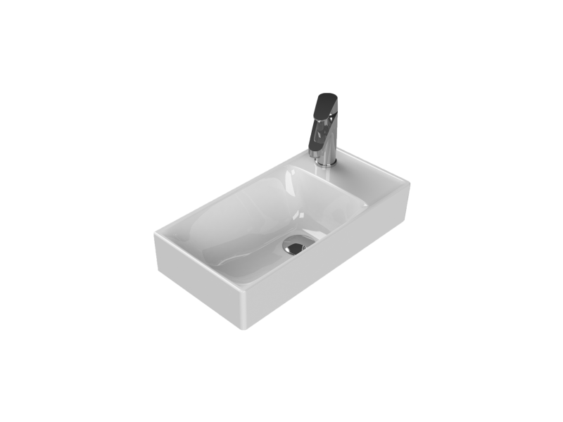 Etajerli Lavabo, Sharp, 50x25 cm (Sağdan Batarya Delikli)