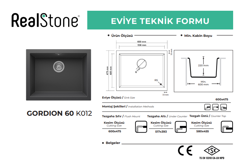 Realstone Gordion Antrasit 60