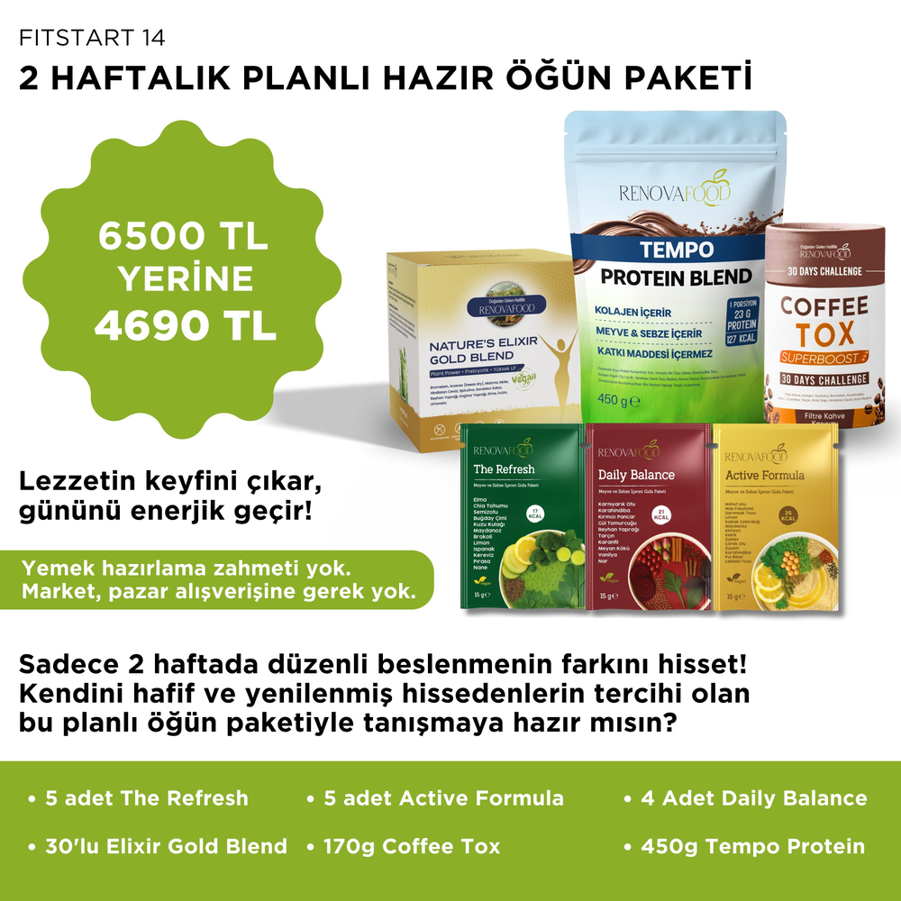 2 Haftalık Planlı Öğün Paketi (2 Ana + 1 Ara Öğün İçerir)