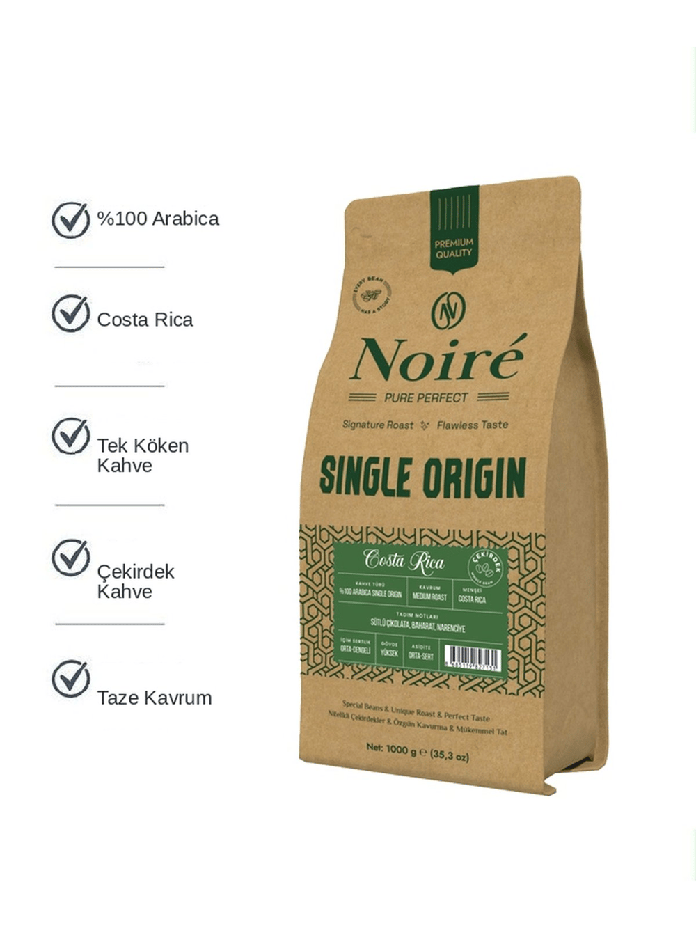

Costa Rica %100 Arabica Single Origin Çekirdek Kahve 1 kg 