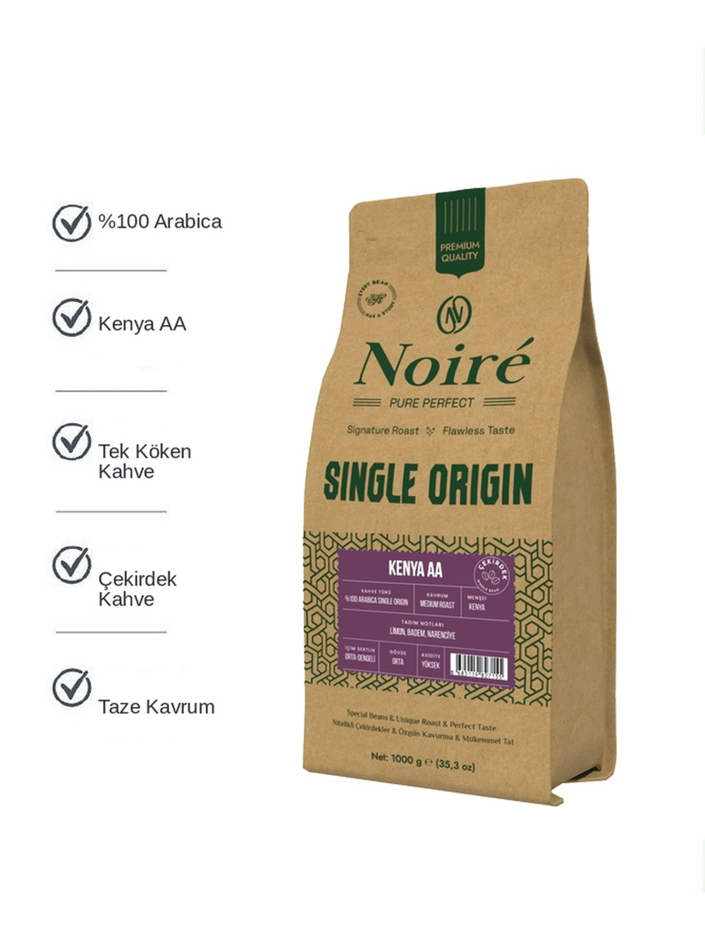 

Kenya AA %100 Arabica Single Origin Çekirdek Kahve 1 kg
