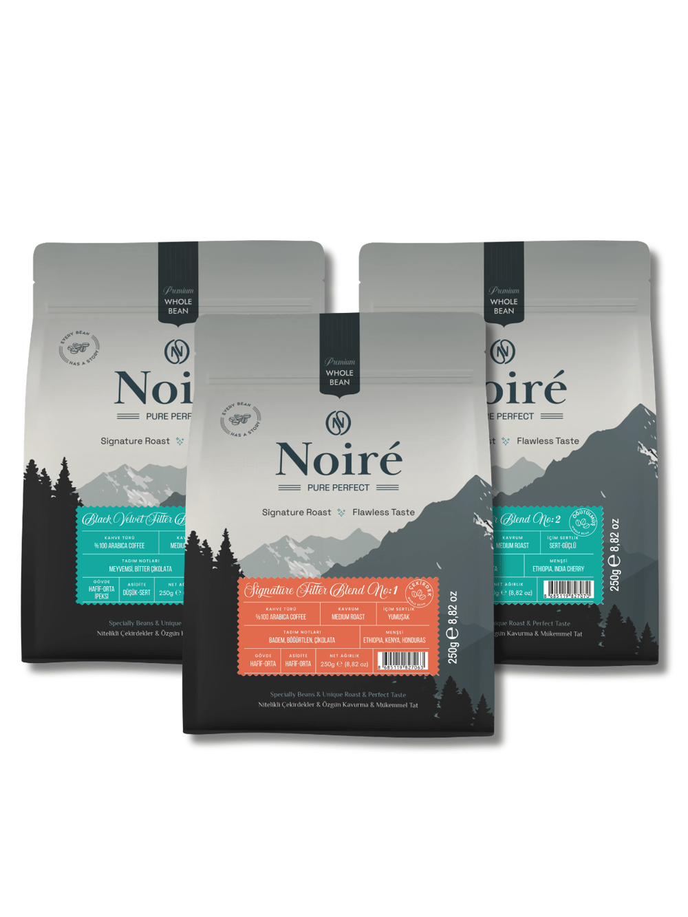 

Noire 3'lü Filtre Kahve Tanışma Seti - Premium %100 Arabica (Öğütülmüş ve Çekirdek) Taze Kavrulmuş Yöresel Kahve