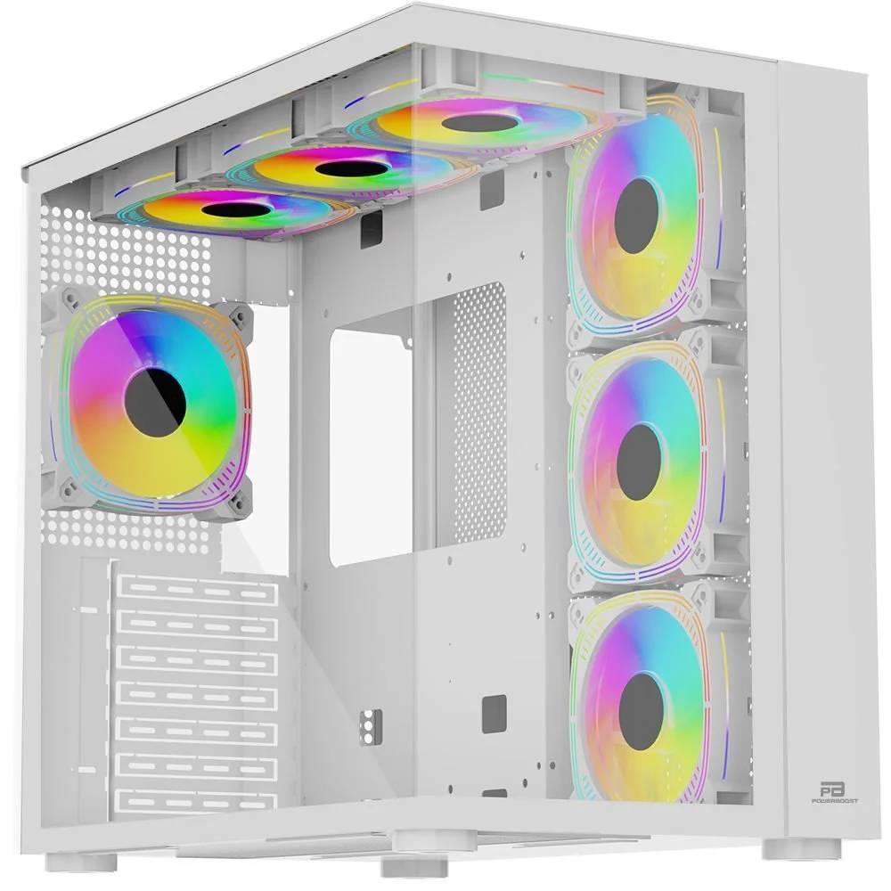 POWERBOOST PB-SS02W SEA VIEW USB 3.0 ATX 7xARGB FANLI BEYAZ KASA