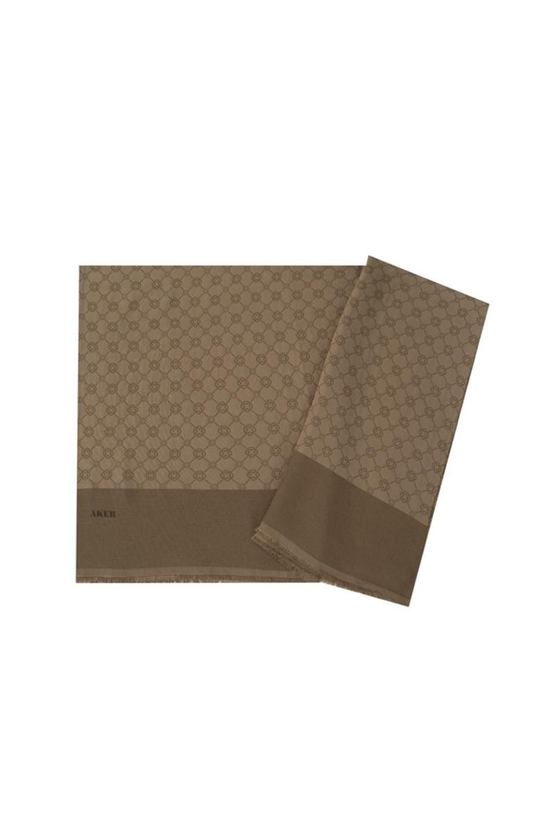 Aker Elegance Monogram Şal - Sütlü Kahve 931