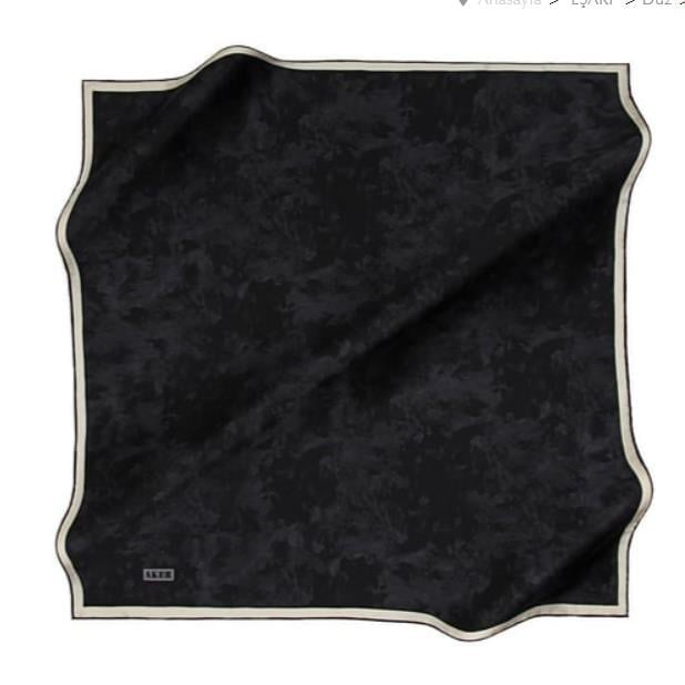 Aker İpek Eşarp - 7208713-912 Siyah Krem Twill