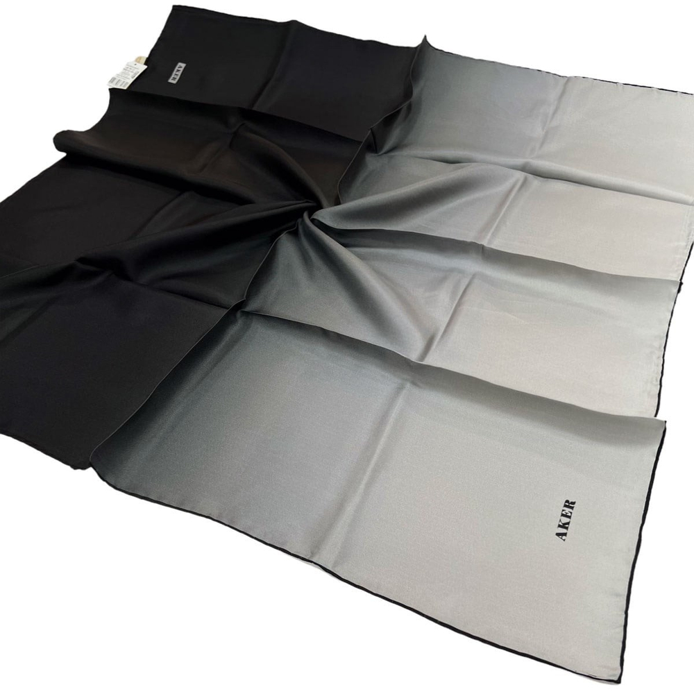 Aker İpek Eşarp - 7656713-911 Siyah Gri Twill - Degrade