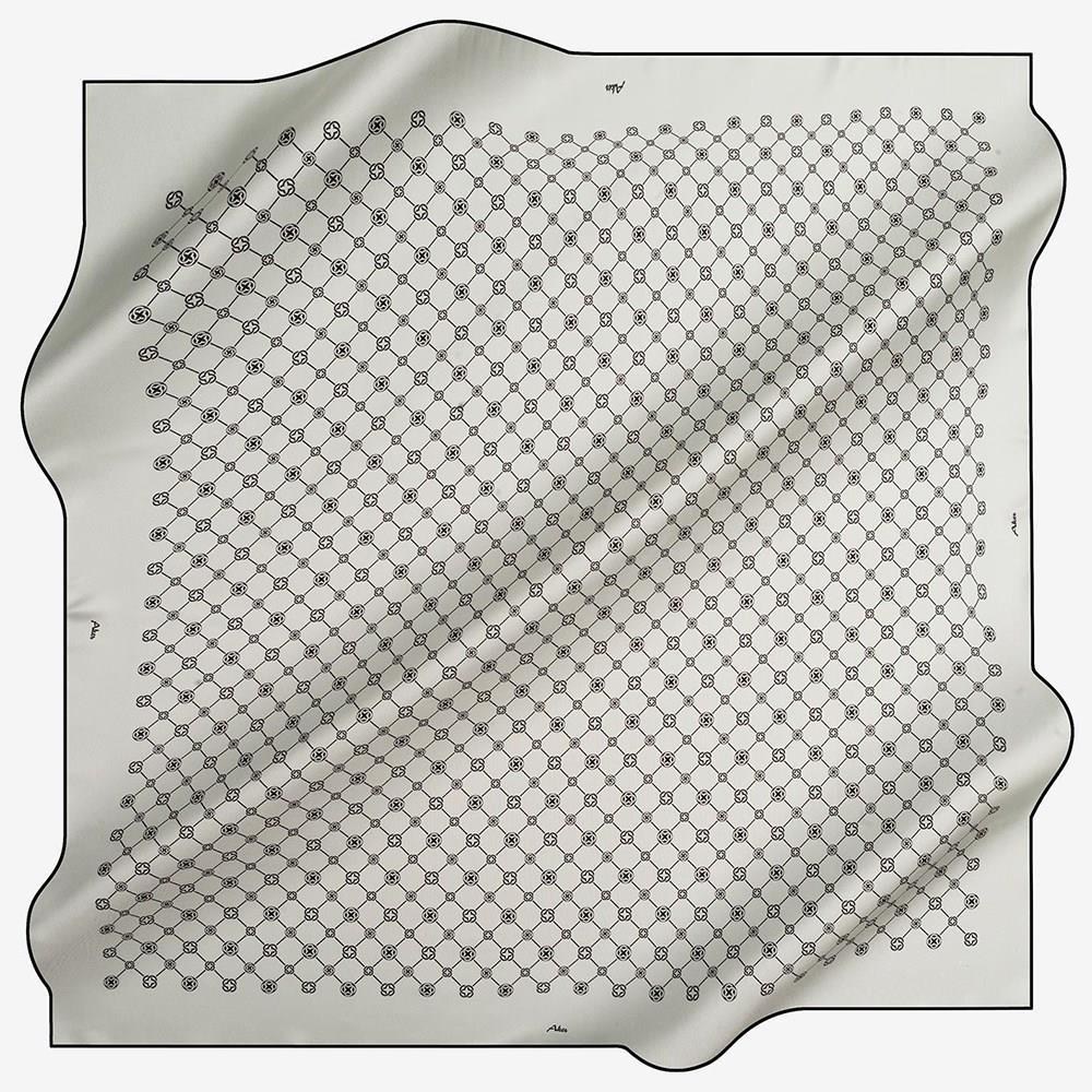Aker İpek Eşarp - 7857713-919 Gümüş Siyah Twill