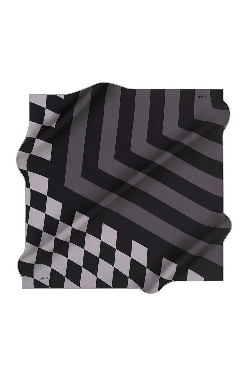 Aker İpek Eşarp - 8451713-971 Siyah Gri Twill