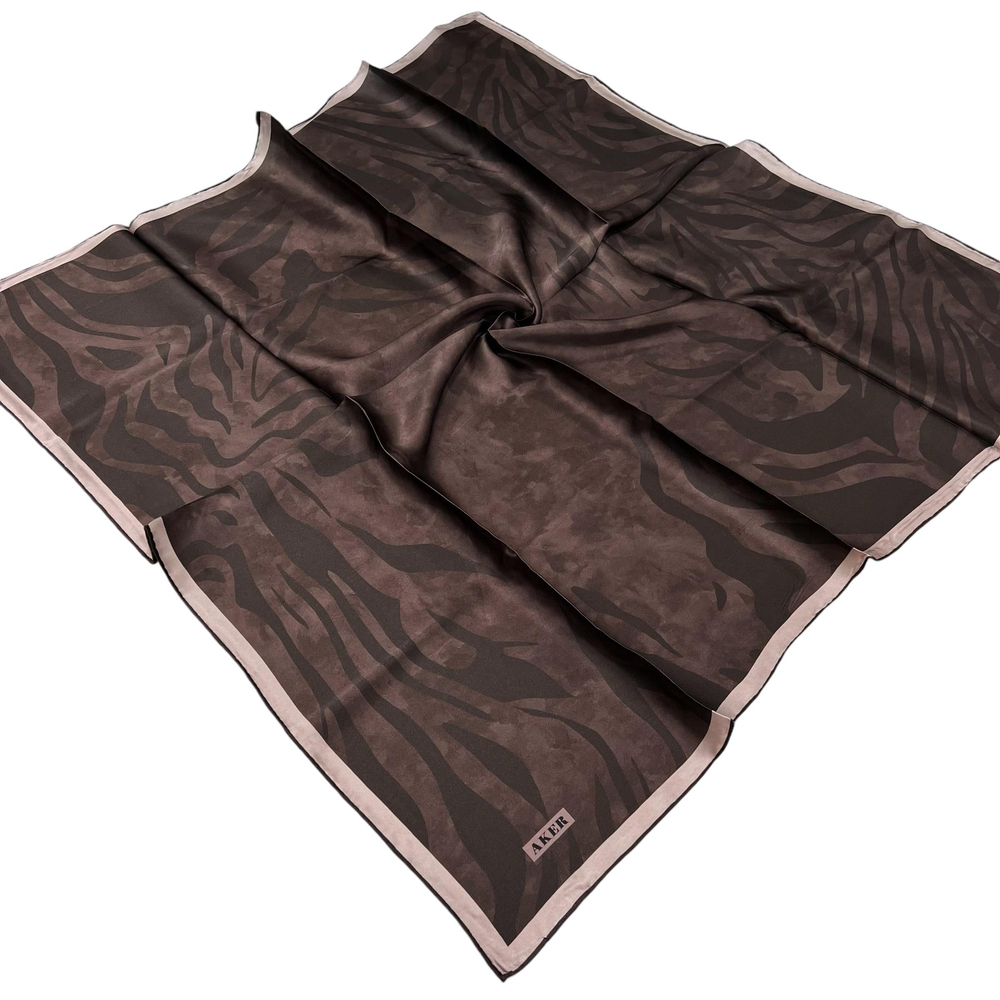 Aker İpek Eşarp - 8478713-931 Kahve Siyah Twill