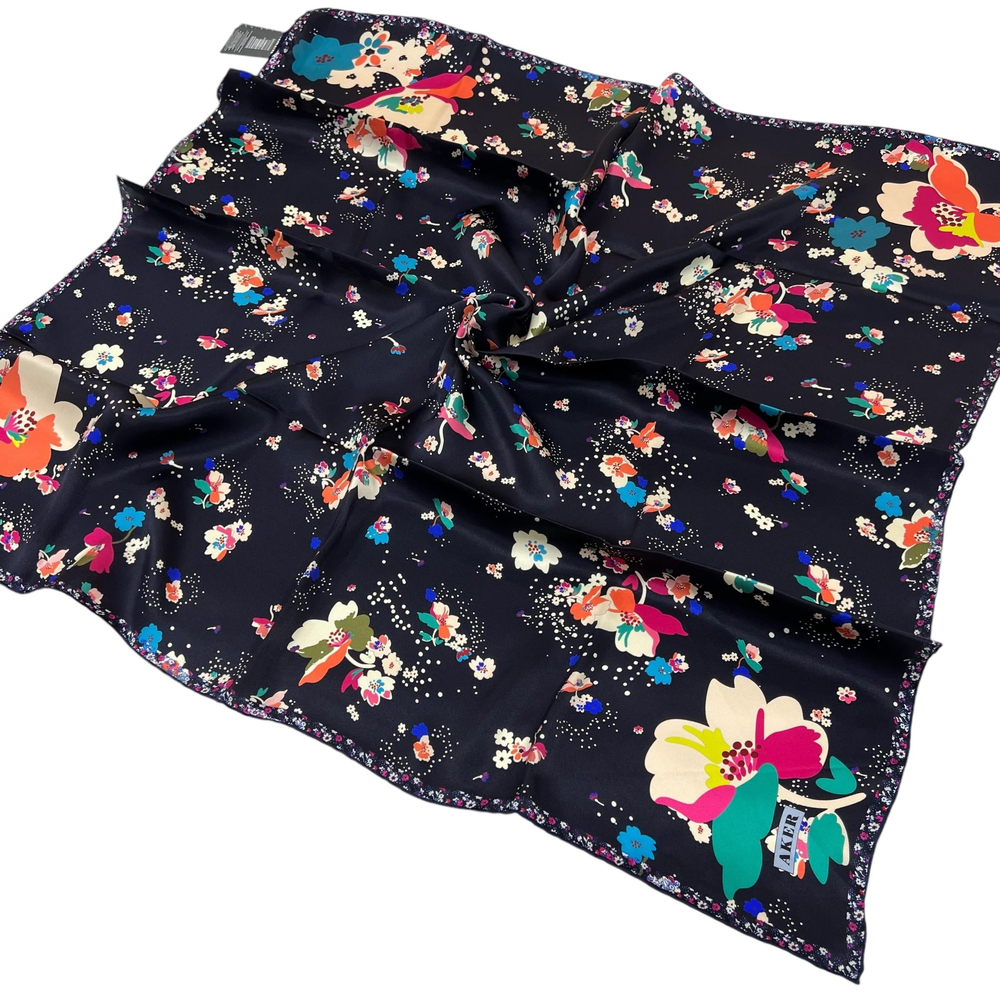 Aker İpek Eşarp - 8863713-921 Lacivert Twill