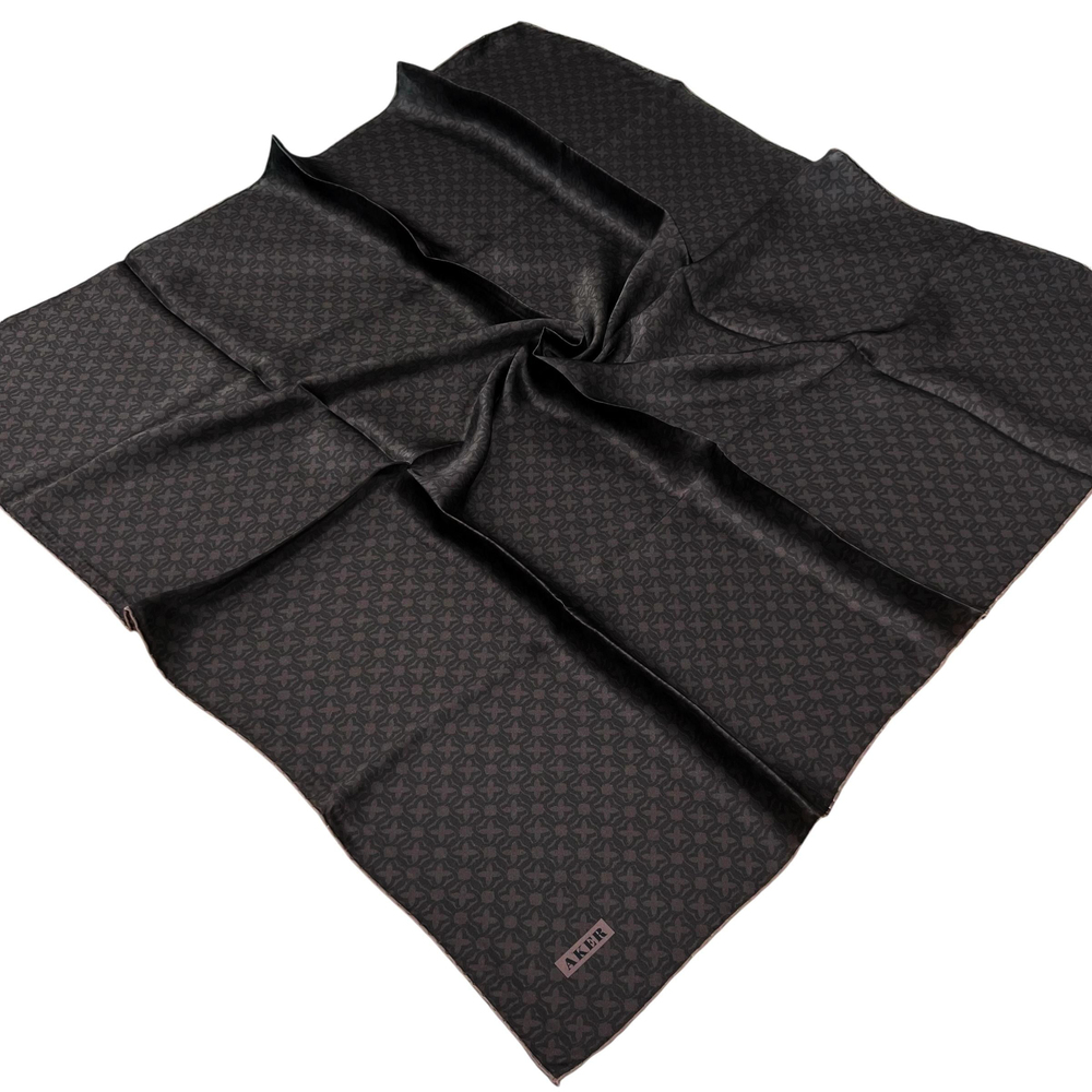 Aker İpek Eşarp - 8921713-931 Acı Kahve Siyah Twill