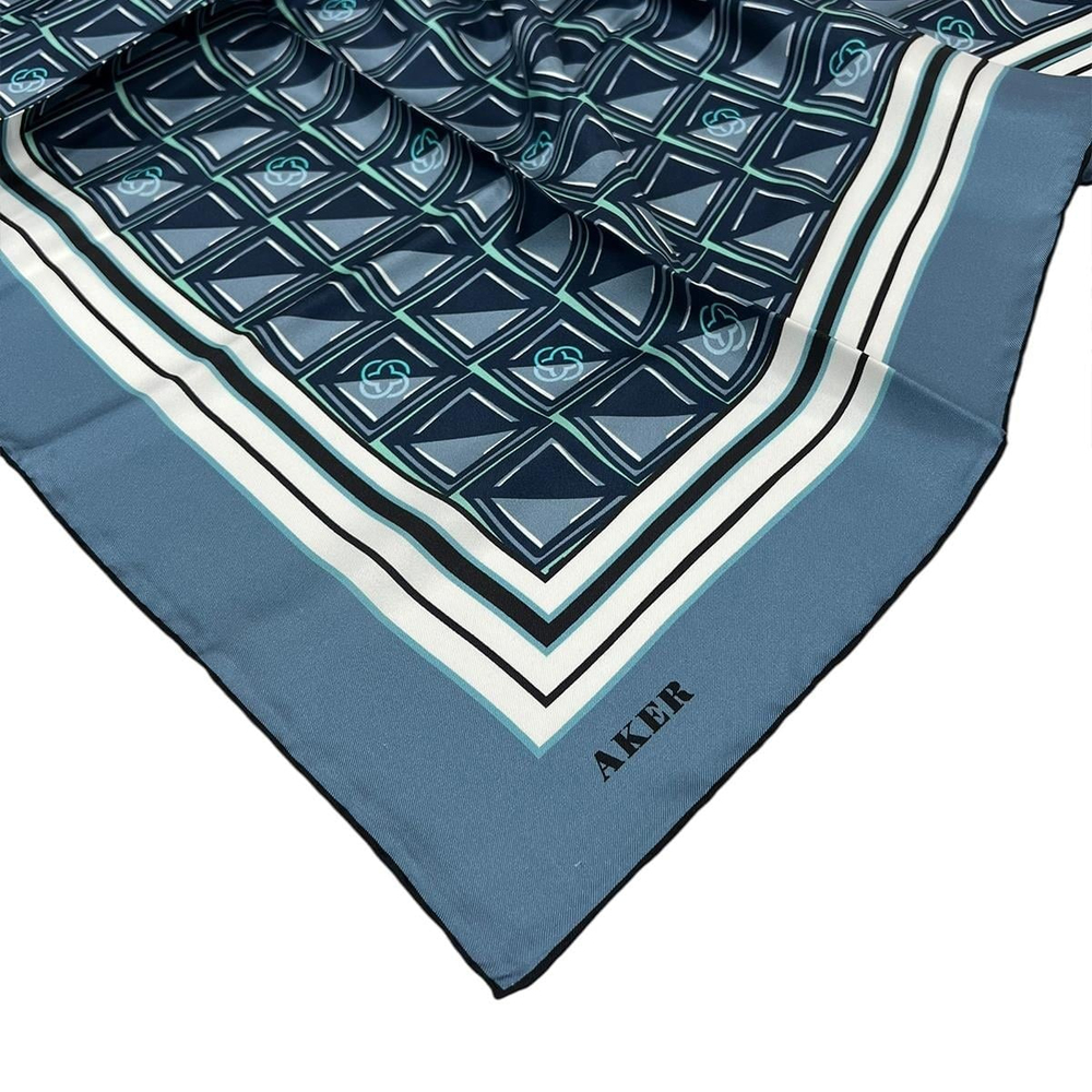 Aker İpek Eşarp - 8968713-913 Metalik Mavi Twill