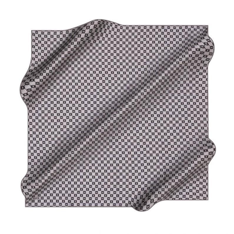 Aker İpek Eşarp - 8991713-972- Gümüş Siyah Twill