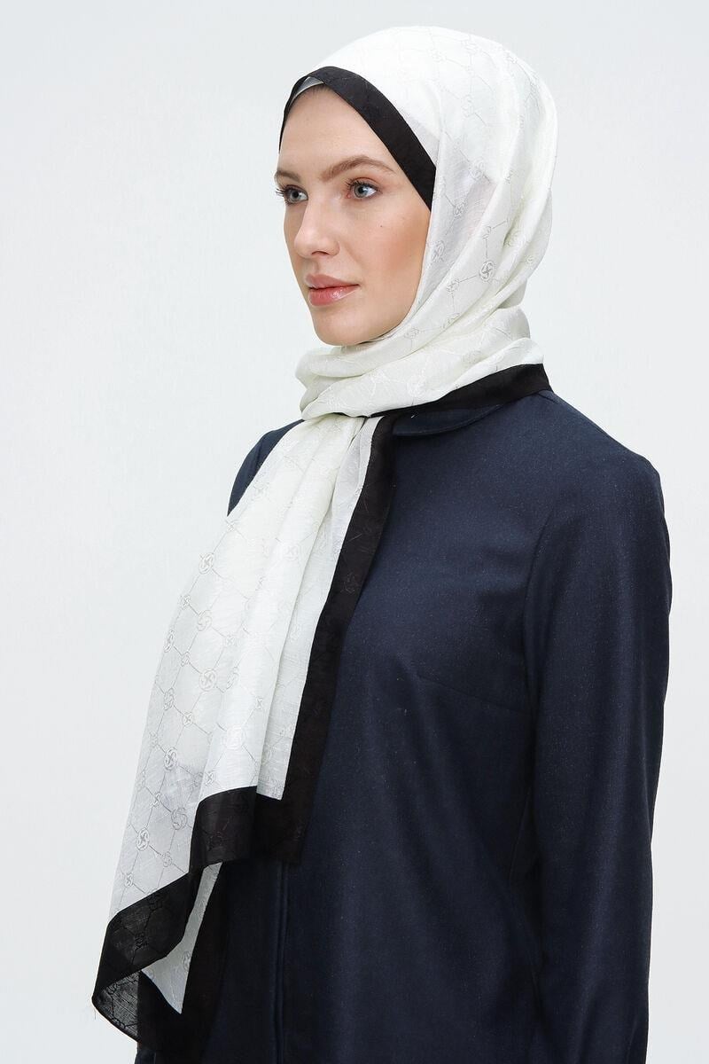 Aker Koza Şal - Krem Siyah 910