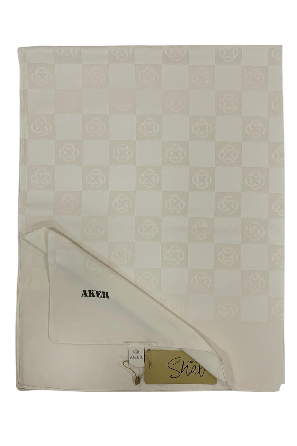 Aker Monogram Şal - Yeni Dama Desenli - Krem 912