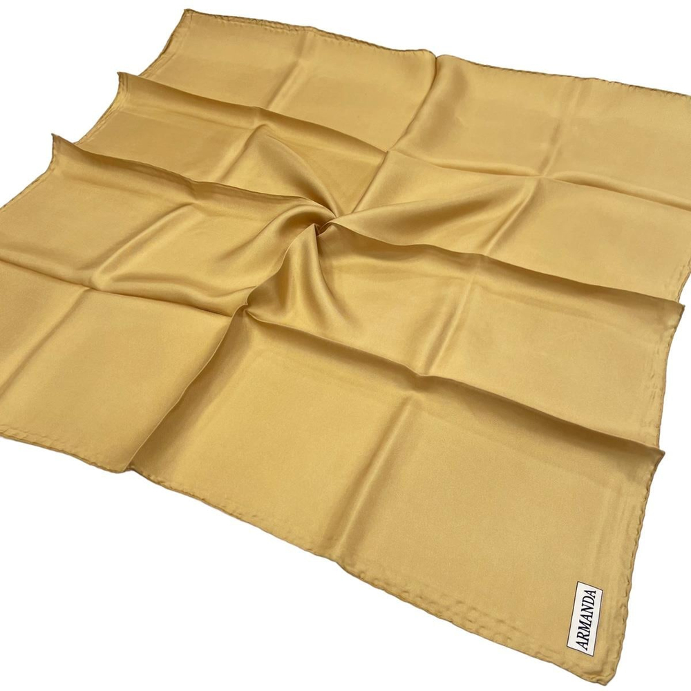 Armanda Düz İpek Eşarp Twill - Gold
