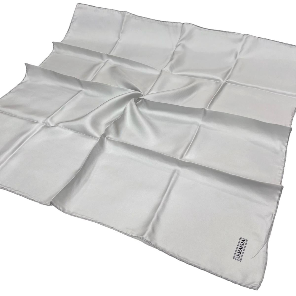 Armanda Düz İpek Eşarp Twill - Gümüş