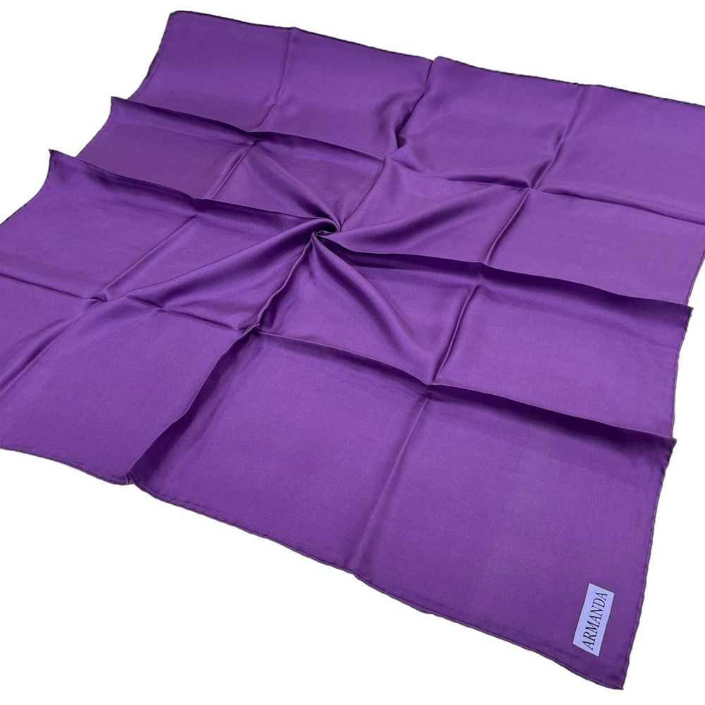 Armanda Düz İpek Eşarp Twill - Patlıcan Mor
