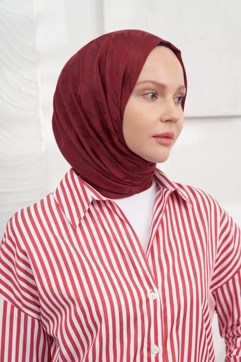 Armanda Jakarlı Şal - Kazayağı Desenli - Bordo
