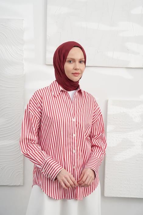Armanda Jakarlı Şal - Kazayağı Desenli - Bordo