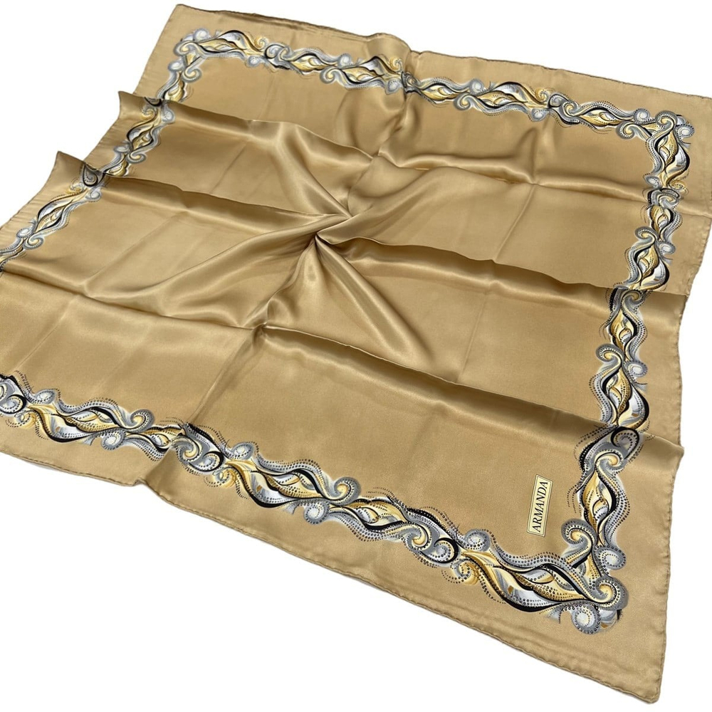 Armanda Varaklı İpek Eşarp - Rüzgar - Gold