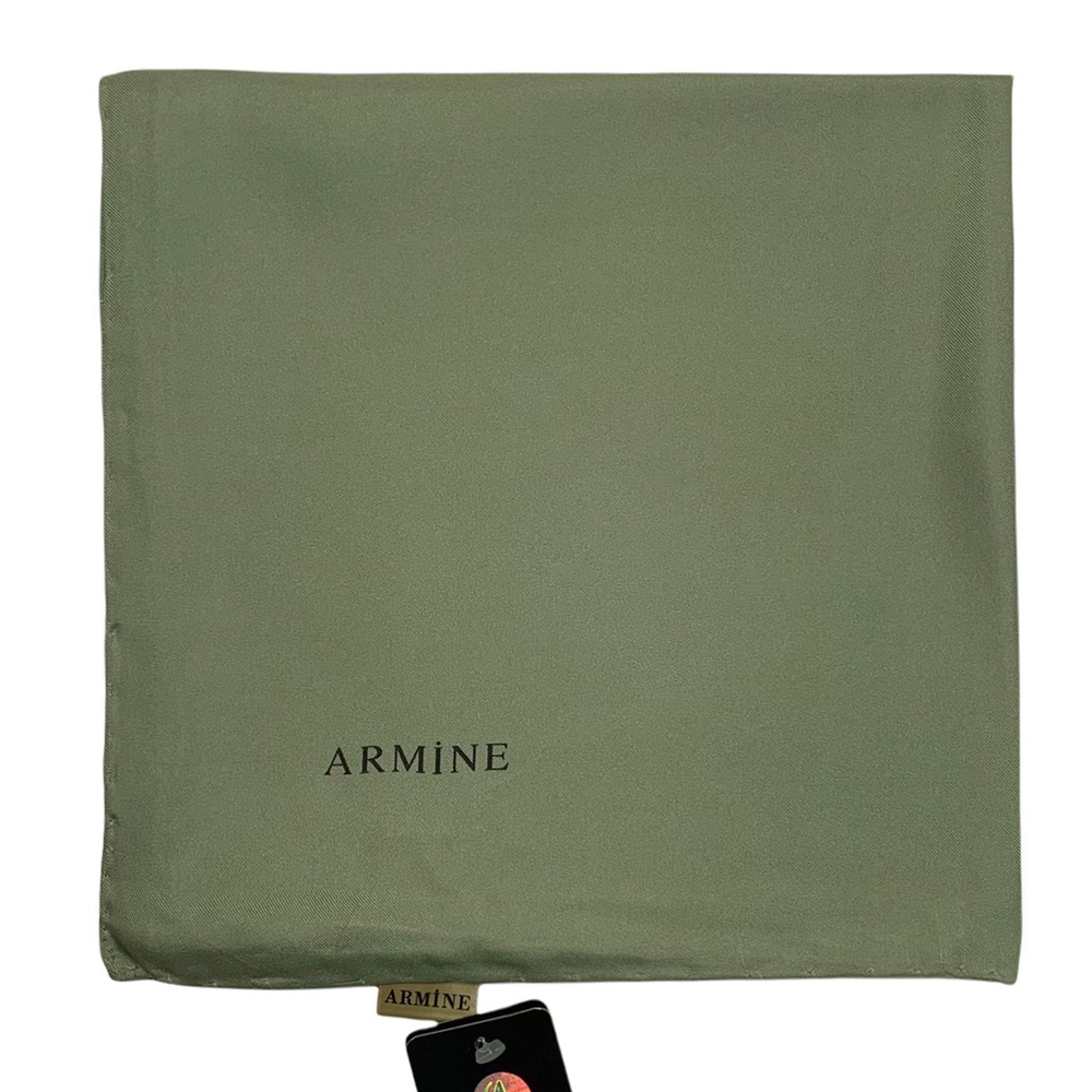 Armine Düz İpek Eşarp - 1123 Yağ Yeşili Twill