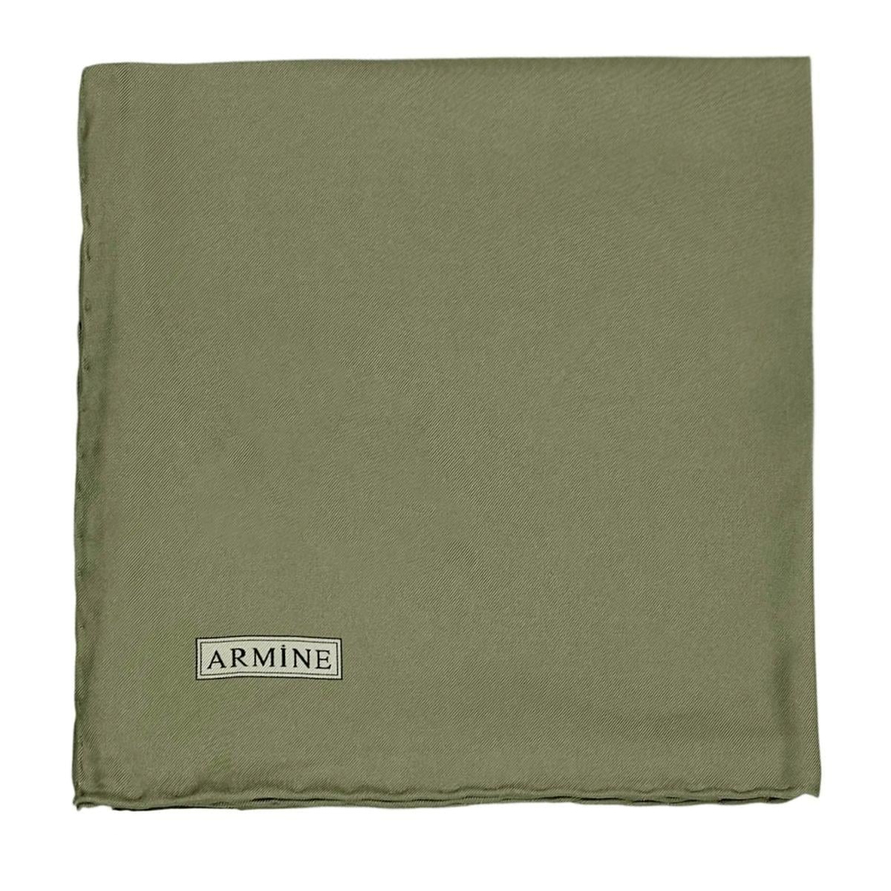 Armine Düz İpek Eşarp - 177 Yağ Yeşili Twill