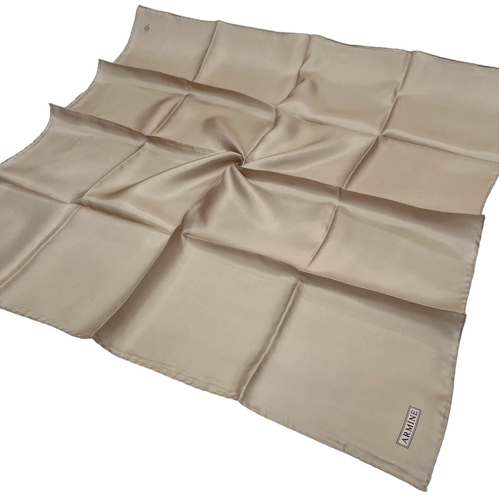 Armine Düz İpek Eşarp - 36 Krem Twill