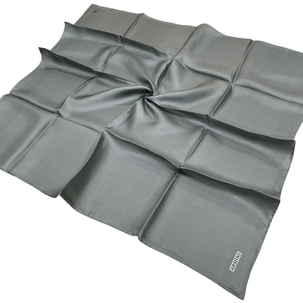 Armine Düz İpek Eşarp - 599 Mat Gri Twill