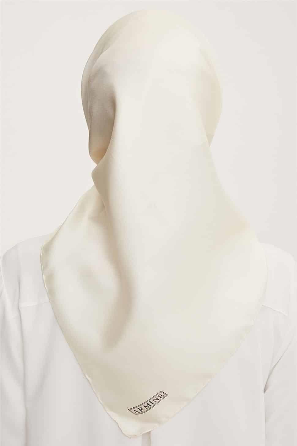 Armine Düz İpek Eşarp - 67 Ekru Twill