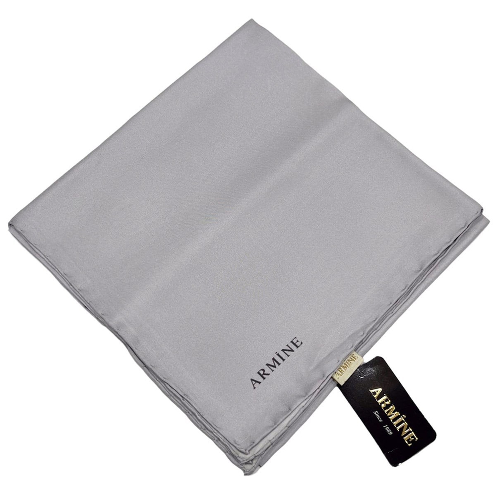 Armine Düz İpek Eşarp Twill - Gri - Büyük Boy