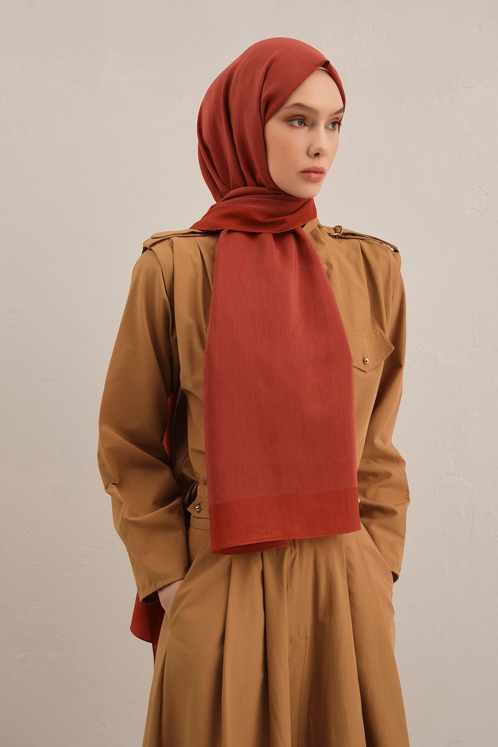 Armine Düz Lyocell Şal - Kiremit 35