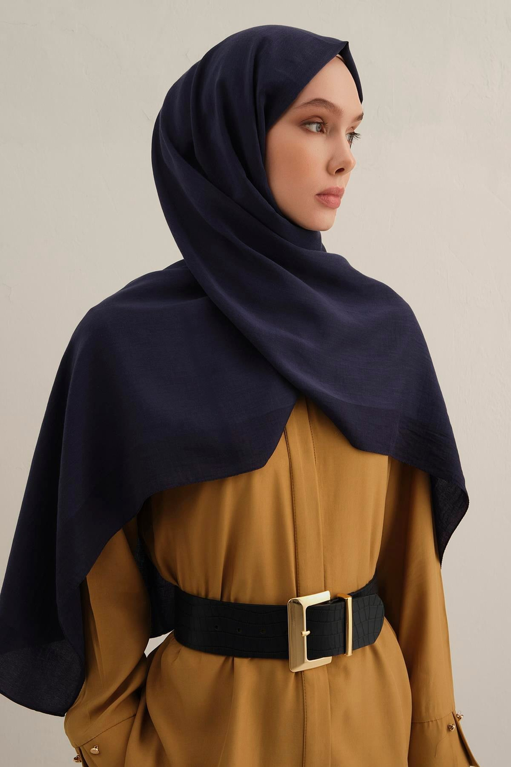 Armine Düz Lyocell Şal - Lacivert 02
