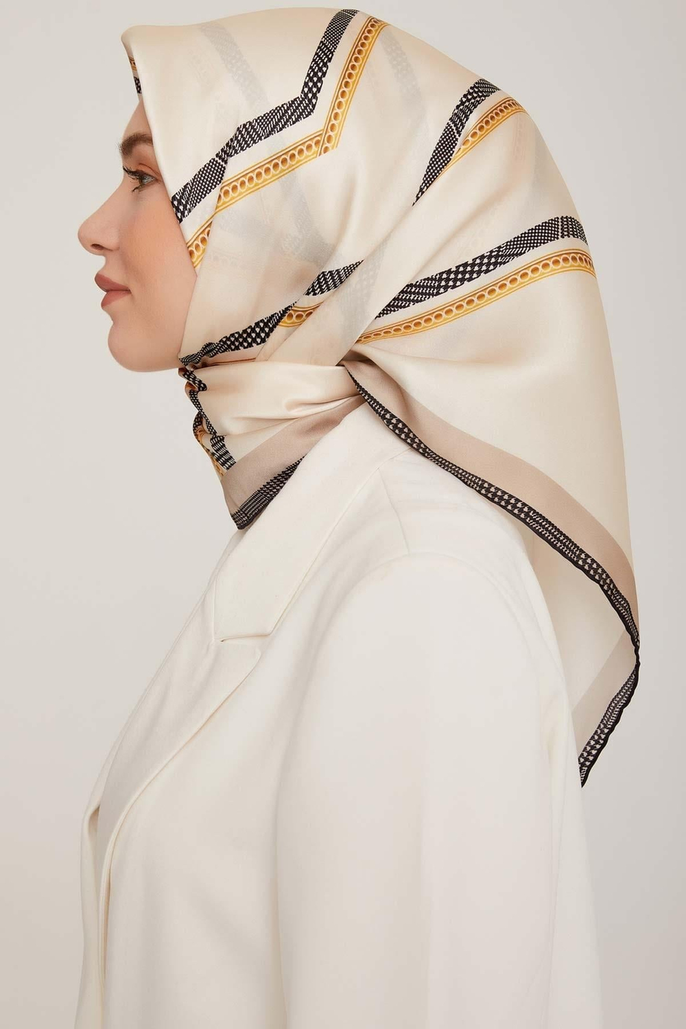 Armine İpek Eşarp 2023 Kış 8833-05 Krem Twill