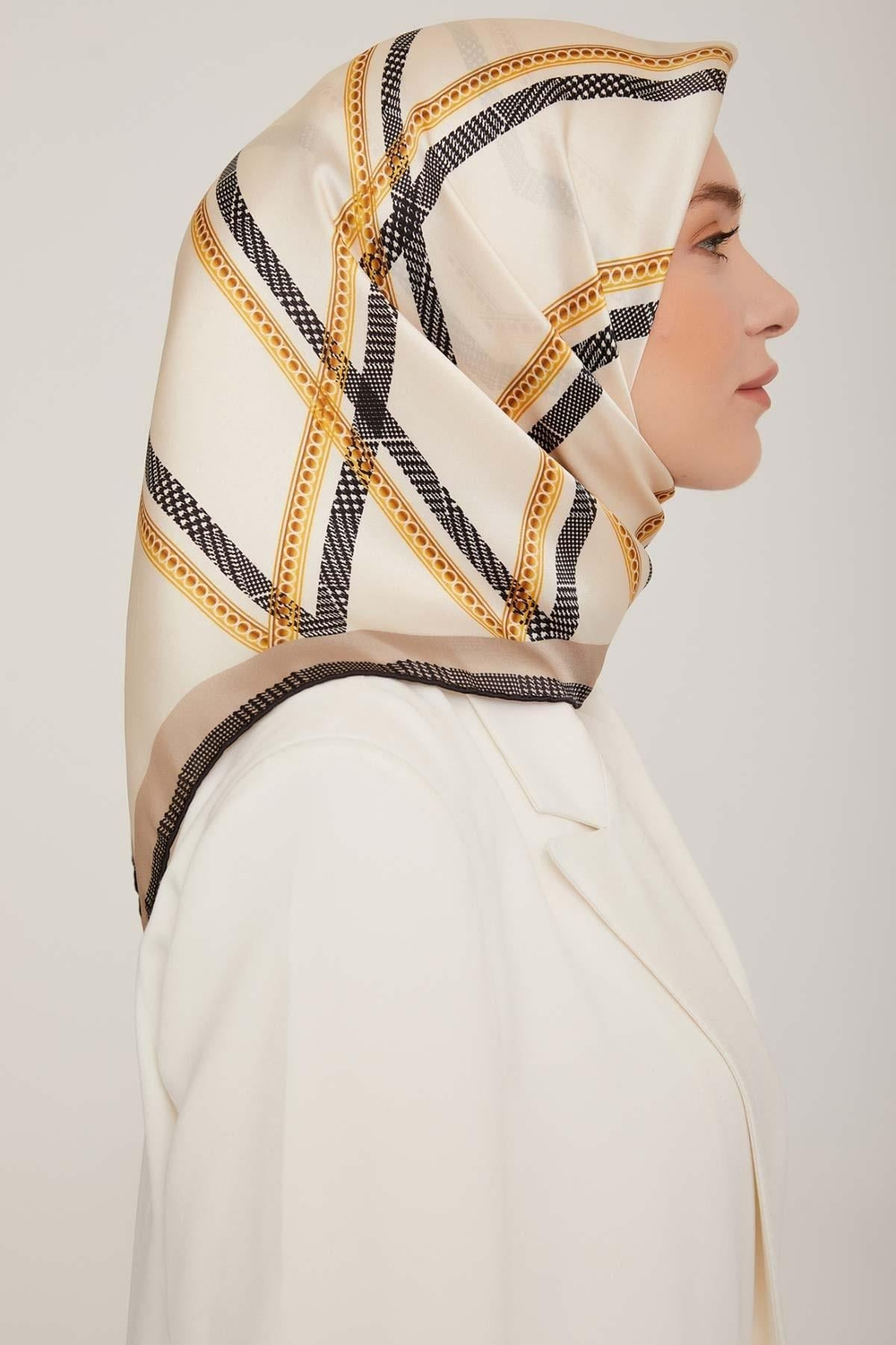 Armine İpek Eşarp 2023 Kış 8833-05 Krem Twill