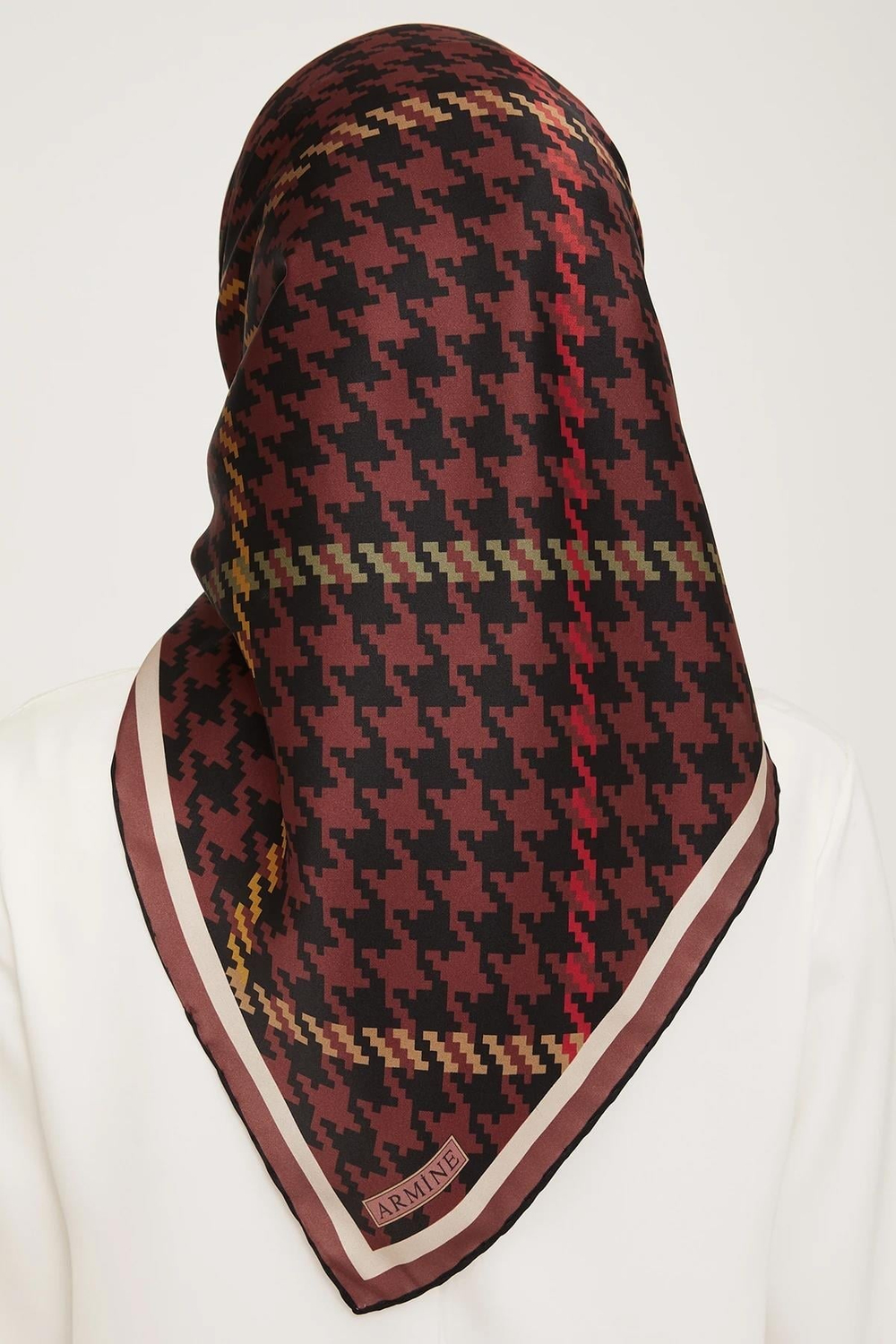 Armine İpek Eşarp 2024 Kış - 9000-31 Bordo Twill