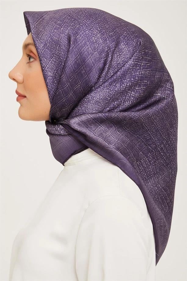 Armine İpek Eşarp 2024 Kış - 9030-01 Mor Twill