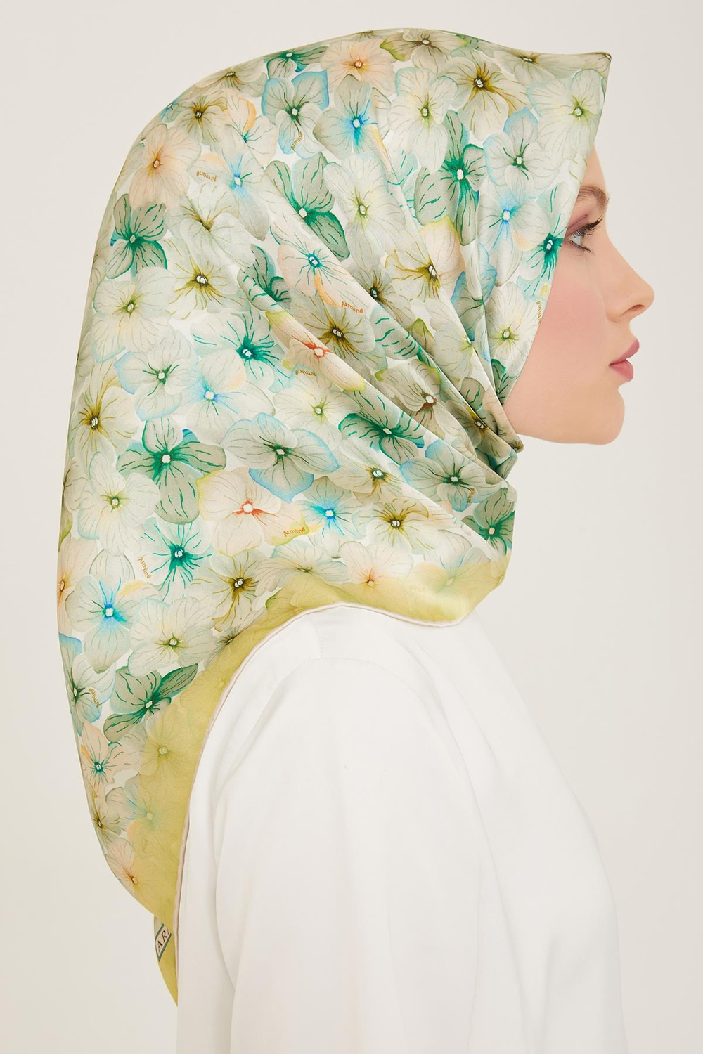 Armine İpek Eşarp 2024 Yaz - 9108-02 Yeşil Twill