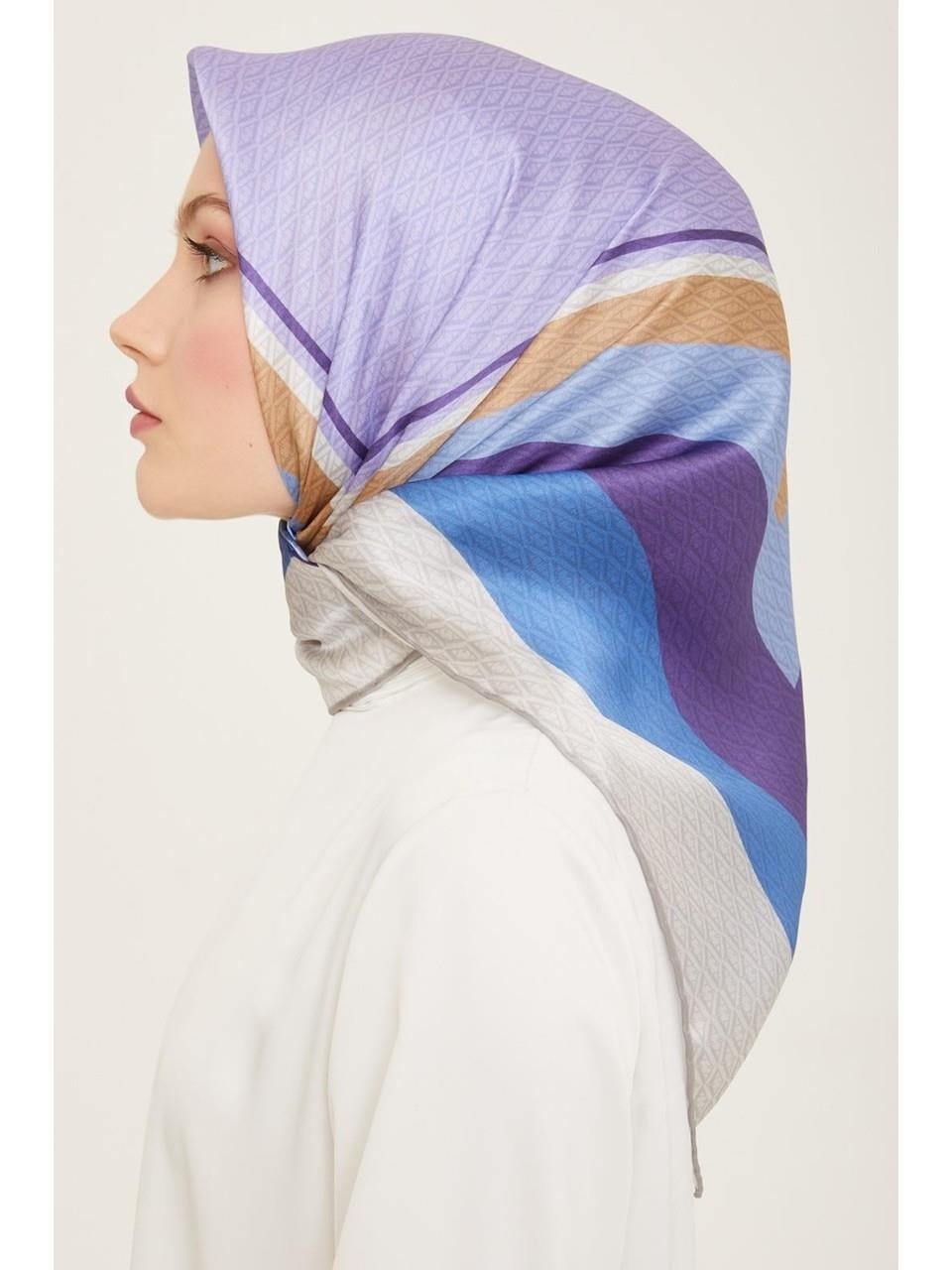 Armine İpek Eşarp 2024 Yaz - 9111-34 Gri Mor Twill