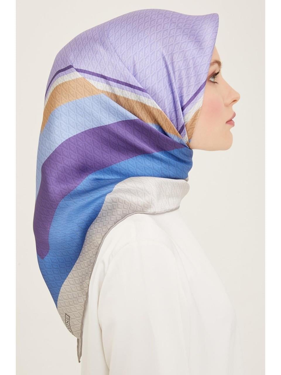Armine İpek Eşarp 2024 Yaz - 9111-34 Gri Mor Twill