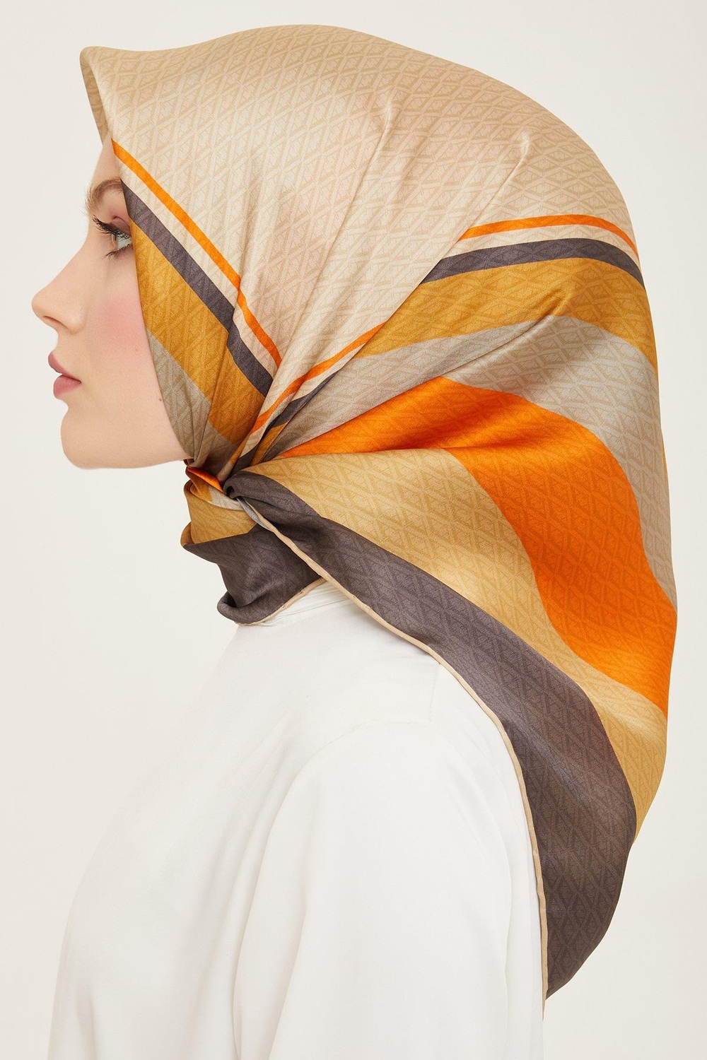 Armine İpek Eşarp 2024 Yaz - 9111-83 Füme Twill