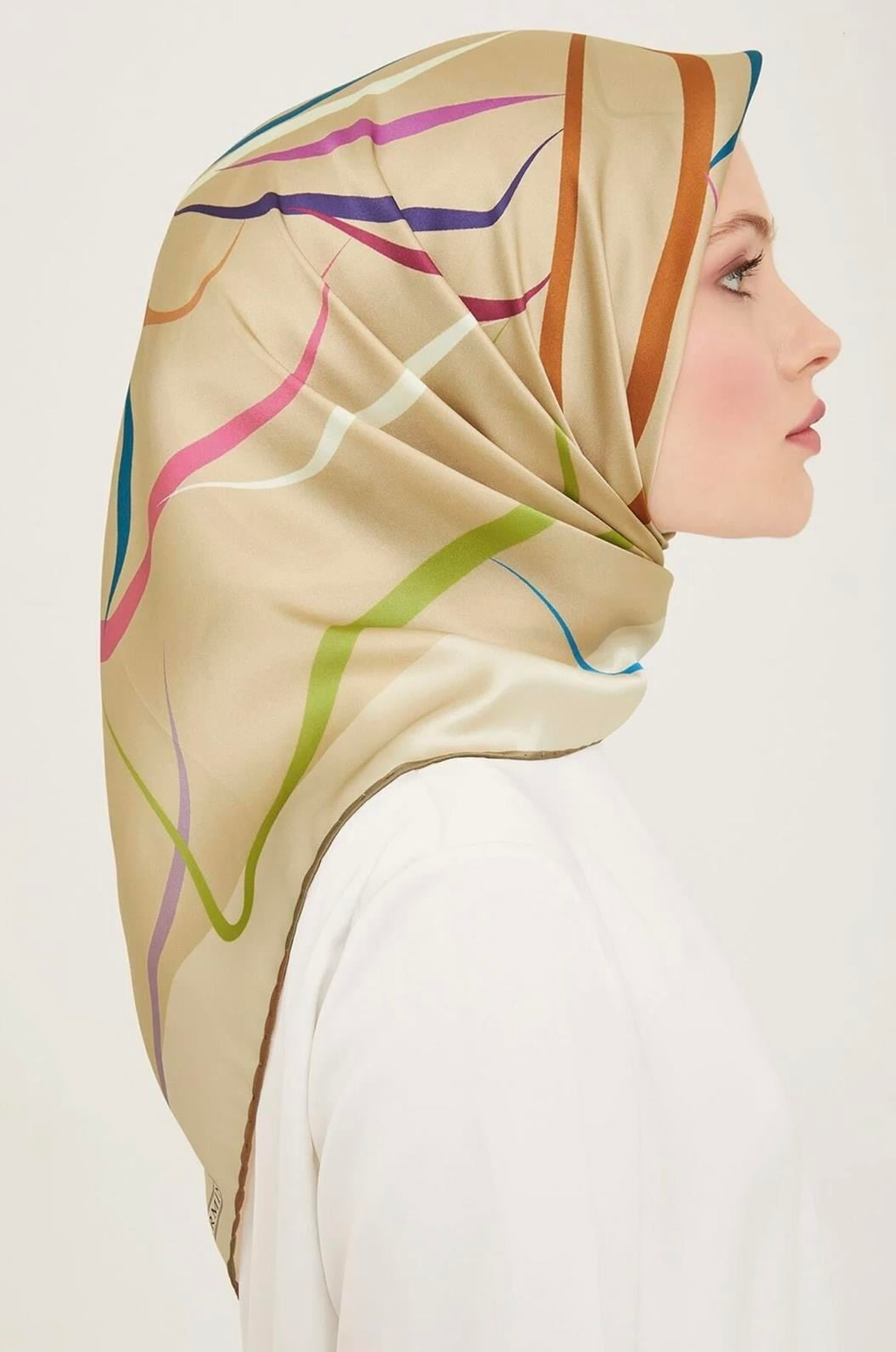 Armine İpek Eşarp 2024 Yaz - 9115-36 Bej Twill