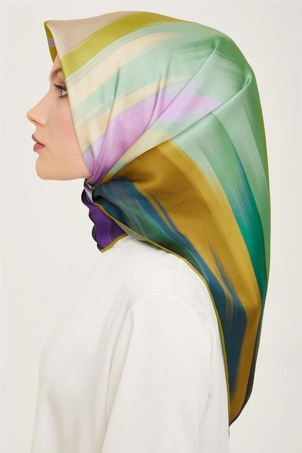 Armine İpek Eşarp 2024 Yaz - 9131-05 Yeşil Twill