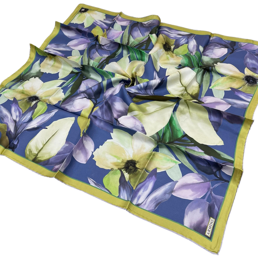 Armine İpek Eşarp 2025 Kış - 9205-83 Saks Yeşil Twill